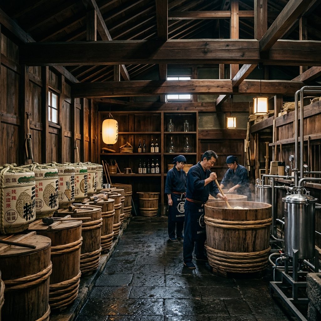 酒蔵の仕込み風景のイメージ
